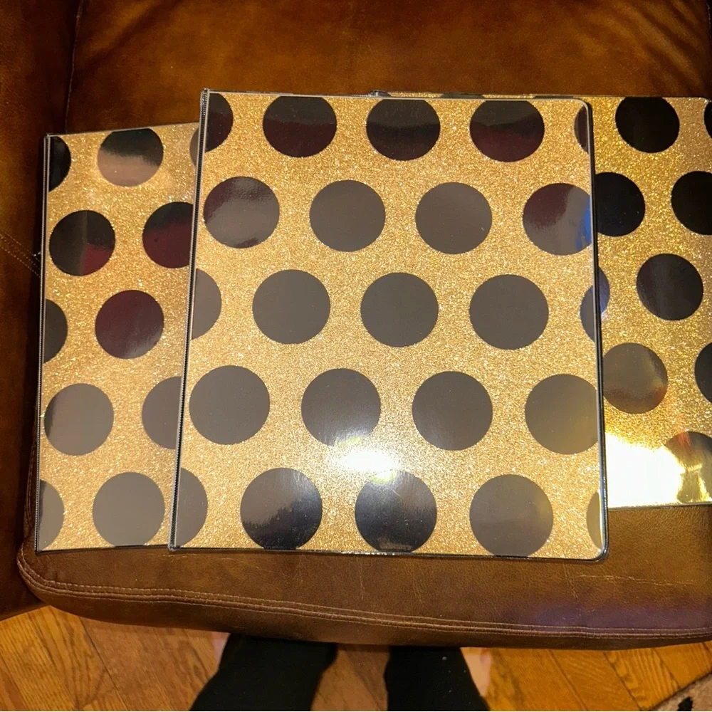 Studio C Glittery Gold and Black Binder 1” with pockets on inside new (x3)